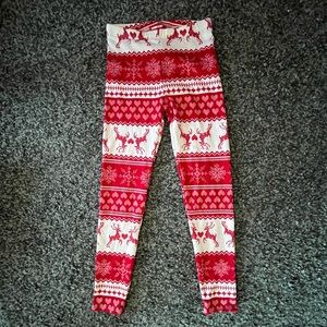 Super comfy red and white reindeer leggings